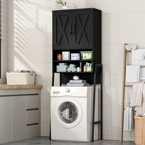 Vabches Metal Frame Over The Toilet Storage Cabinet, Black
