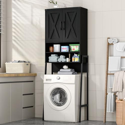 Vabches Metal Frame Over The Toilet Storage Cabinet, Black