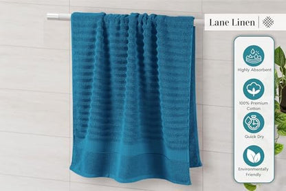 LANE LINEN Bath Towel Set Quick Dry 100% Cotton 6 Piece Soft - Sea Port