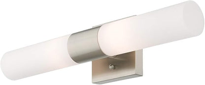 Livex Lighting 10102-91 Aero 2-Light Bath Light, Brushed Nickel, 4.5''Hx18''W