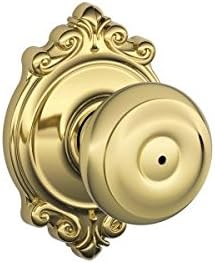 SCHLAGE F40 GEO 605 BRK Brookshire Collection Georgian Privacy Knob, Bright Brass