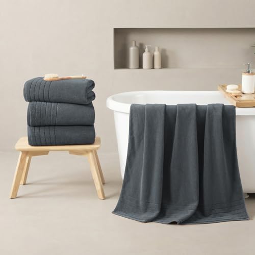 REDKISS 2 Pack Extra Large 35x70 Inch Cotton Bath Towels, Gray