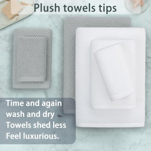 VOOVA & MOVAS 6PC Towel Set, 100% Cotton, Grey White