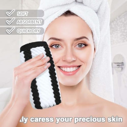 VOOVA & MOVAS Wash Cloths 4PC, 100% Cotton, 13x13 in, Black White