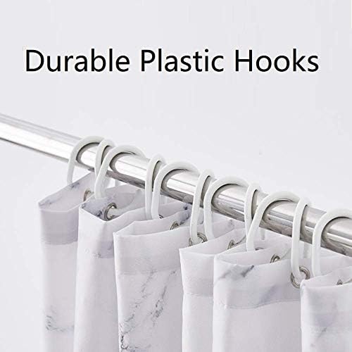 Marble Bathroom Shower Curtain,Grey and White Fabric Shower Curtain with Hooks,Unique 3D Printing,Decorative Bathroom Accessories,Water Proof,Reinforced Metal Grommets,Extra Long 72x96 Inches