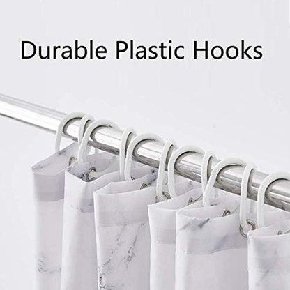 Grey Marble Shower Curtains for Bathroom, Grey White Fabric Shower Curtain with Hooks,Decorative Bathroom Accessories,Water Proof,Reinforced Metal Grommets,Narrow 36W x 72L