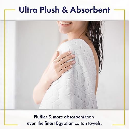 Alusa Home Ultra Soft & Stylish 700 GSM Luxury Bath Towels - 100% Zero-Twist, Long-Staple Cotton - Remarkably Absorbent & Quick Drying - 6 Piece Towel Set (White)