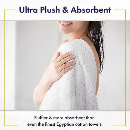 Alusa Home Ultra Soft & Stylish 700 GSM Luxury Bath Towels - 100% Zero-Twist, Long-Staple Cotton - Remarkably Absorbent & Quick Drying - 6 Piece Towel Set (White)