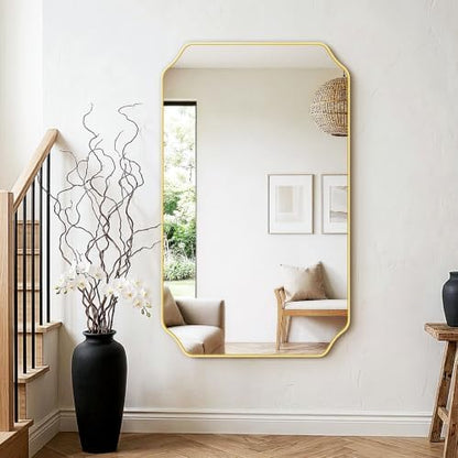 Vanity Bathroom Mirror for Over Sink, 50"x30", Gold Metal Framed