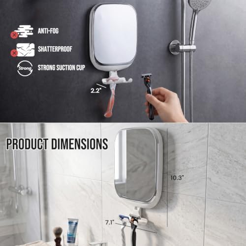 TAILI Shower Mirror Fogless for Shaving,Fogless Mirror Suction Wall Mounted