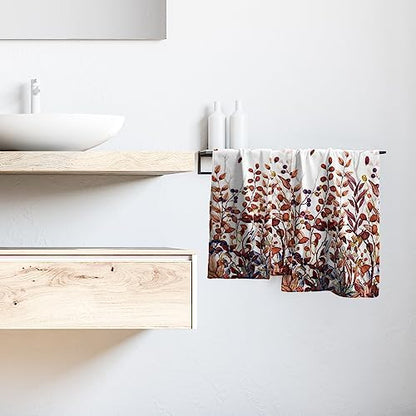 Fall Eucalyptus Hand Towels for Bathroom Set of 2, Orange Blue Gold Leaf Plants Botanical Luxury Towels Soft Quick Dry Super Absorbent Bath Room Kitchen Decor 28 X 14 inch