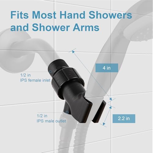 OFFO Shower Head Holder for Handheld Shower Head, Oil Rubbed Bronze Adjustable Shower Arm Mount for Connecting Shower Arm and Shower Hose, 1/2 in IPS Female Inlet and Male Outlet
