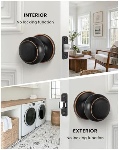 Haidms 6 Pack Oil Rubbed Bronze Passage Door Knobs, Bronze Closet Door Knobs, Passage Doorknobs Interior for Closet or Hall, Hallways