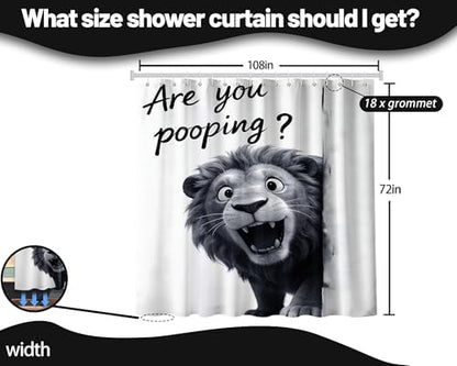 Extra Long Shower Curtain Funny Lion Clawfoot Tub, 108 x 72 in