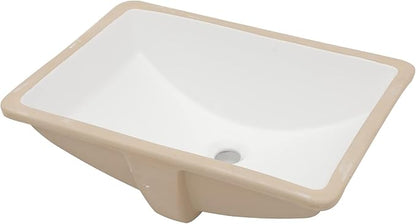 Lordear Undermount Bathroom Sink 21x15 Inch Bathroom Vanity Sink Undermount Rectangle White Porcelain Ceramic Bathroom Under Counter Lavatory Vanity Sink Basin with Overflow