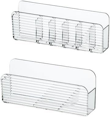 Bathroom Medicine Cabinet Organizer Set, Small Narrow Compact Shelves Holder Compartments for Lipstick, Facial Mask, 2 Pcs Trays for Cabinet Wall, Vanity - Clear