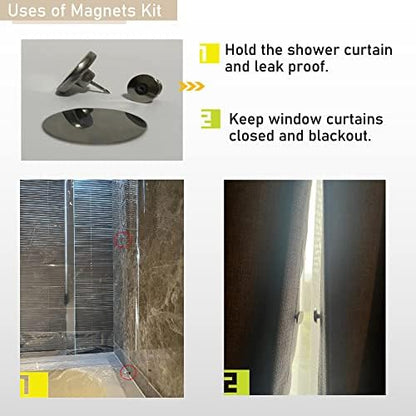 Shower Curtain Side Magnets to Keep Curtain Closed to the Wall