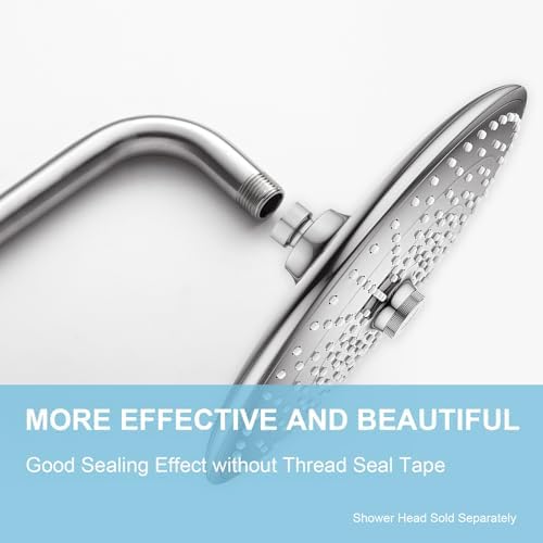 OFFO Shower Arm with Flange, 24 in Brushed Nickel Wall Mount Replacement Angle Shower Head Arm Wall-Mounted For Fixed Shower Head & Handheld Showerhead