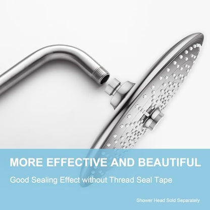 OFFO Shower Arm with Flange, 24 in Brushed Nickel Wall Mount Replacement Angle Shower Head Arm Wall-Mounted For Fixed Shower Head & Handheld Showerhead