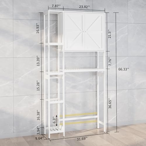 Bamboo Over-the-Toilet Storage Cabinet with Shelves for Small Bathrooms