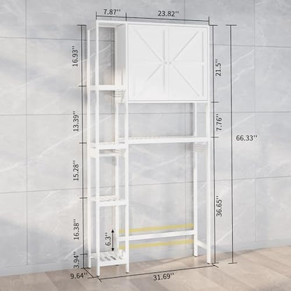 Bamboo Over-the-Toilet Storage Cabinet with Shelves for Small Bathrooms