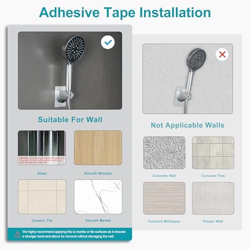 GwernKB Shower Head Holder Strong Adhesive No Drilling Wall Mount Adjustable Handheld Showerhead Bracket for RV Kids Bathroom Shower,Fix Firmly and Use Conveniently (Silver, 2)