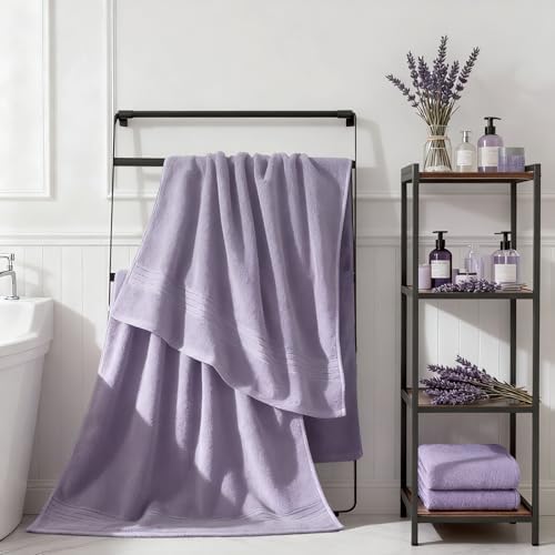 COZYART Luxury Bath Towel Set 6 Pcs, Lavender 100% Turkish Cotton 650 GSM