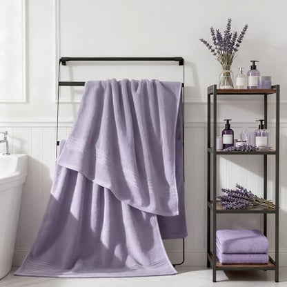 COZYART Luxury Bath Towel Set 6 Pcs, Lavender 100% Turkish Cotton 650 GSM
