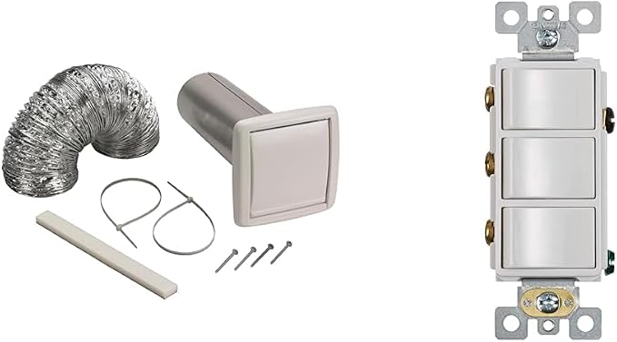 Broan-NuTone 4-Inch Flexible Wall Ducting Kit and Three-Rocker Switch for Bathroom Exhaust Fan, White