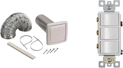 Broan-NuTone 4-Inch Flexible Wall Ducting Kit and Three-Rocker Switch for Bathroom Exhaust Fan, White