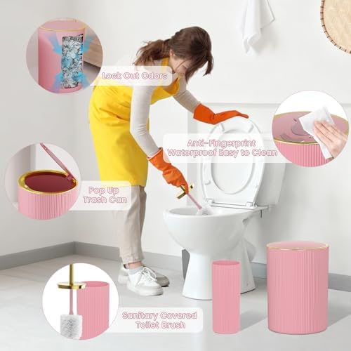 Light Pink Bathroom Accessories Set, 10PC Bathroom Set