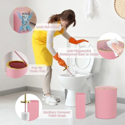 Light Pink Bathroom Accessories Set, 10PC Bathroom Set