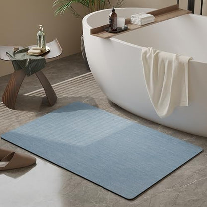 Mecko Bath Mat 16"x24",Ultra Thin Bathroom Rug fit Under Door Light Blue