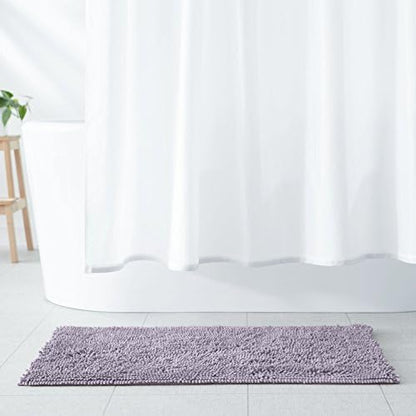 Amazon Basics Non-Slip Microfiber Absorbent Plush Shag Bathroom Rug Mat, Machine Washable, 21" x 34", Lavender (Pack of 12)