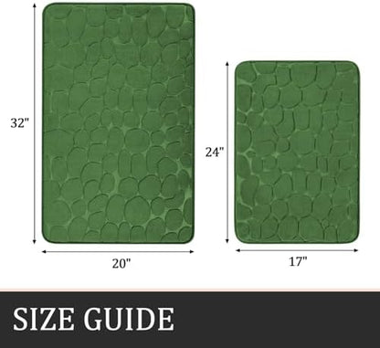 YIHOUSE Bathroom Rugs Mat Set, Memory Foam Bath Mat 2 Piece Green