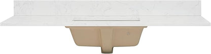 Ceres 49" Engineered Stone Vanity Top in Grain White with Single White Sink