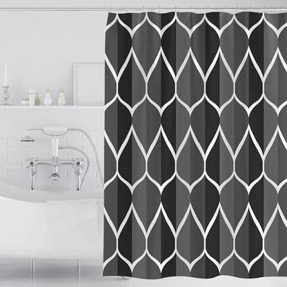 LLSCL Fabric Shower Curtain Liner with Magnets, Black Grid Waterproof Hotel Quality, 72 x 72 Machine Washable