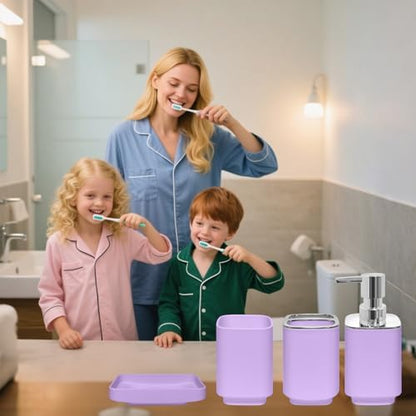 4 Piece Bathroom Accessory Sets, Light Purple Bathroom Accessories Sets