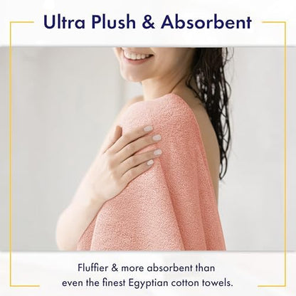Alusa Home 100% Organic Luxury Bath Sheets - GOTS Certified - Extra Large 35x70 Inches (Pack of 2) Zero-Twist, Long-Staple Cotton Bath Sheet Set (Blush Pink)