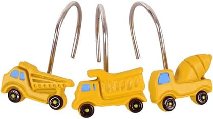 12-Piece Truck Construction Tractor Shower Curtain Hooks for Bathroom