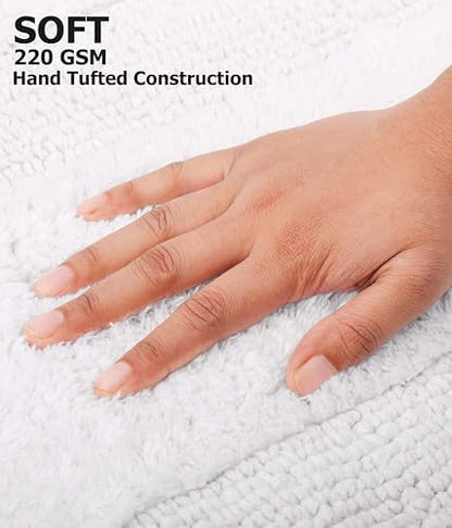 COTTON CRAFT 2 Pack Reversible Bath Mat - Soft Plush Bath Rug -17x24- White