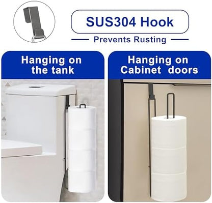 Black Toilet Paper Holder for 4 Rolls Tissue, Over The Tank Toilet Paper Holder, Stainless Steel Rustproof Toilet Paper Storage Wall Mount, for Rv, Bathroom Storage and Organization, 1 PC