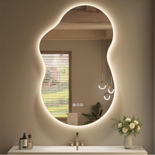 SMIROR 20x32 Irregular Backlit Led Lighted Bathroom Vanity Mirror