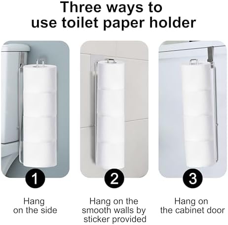 Toilet Paper Holder for 4 Rolls Tissue, Over The Tank Toilet Paper Holder, Stainless Steel Rustproof Toilet Paper Storage Wall Mount, fo Bathroom Storage and Organization, Silver, 1 PC