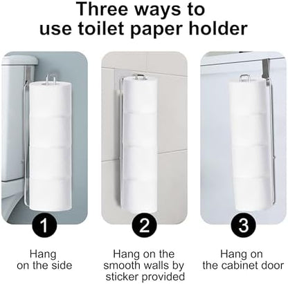 Toilet Paper Holder for 4 Rolls Tissue, Over The Tank Toilet Paper Holder, Stainless Steel Rustproof Toilet Paper Storage Wall Mount, fo Bathroom Storage and Organization, Silver, 1 PC