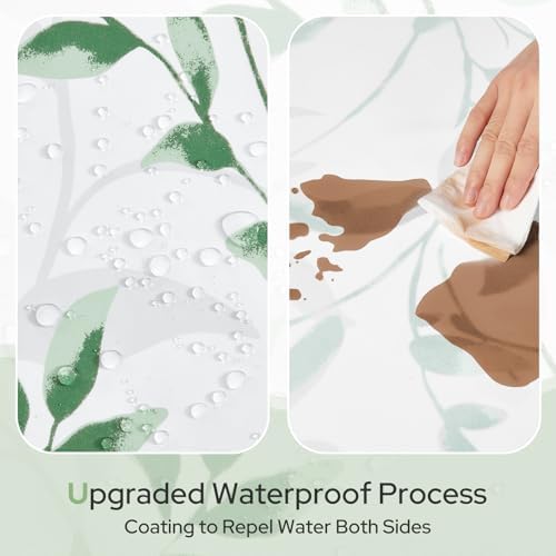 HOMEIDEAS Green Botanical Shower Curtain 71×74 Inches