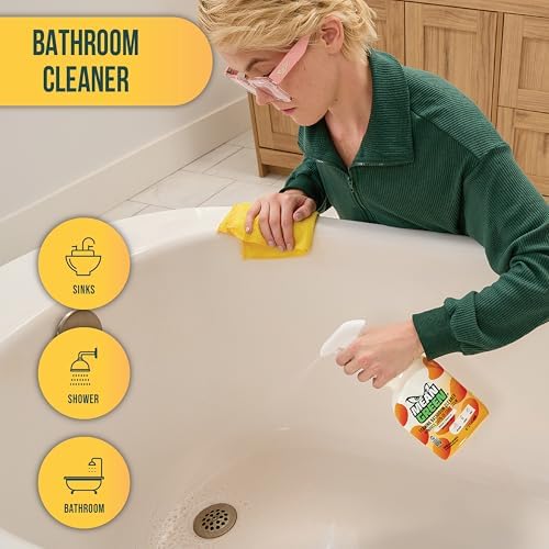 Mean Green Foaming Bathroom Cleaner Spray, Tropical Breeze, 32 oz – Removes 100% of Soap Scum, Shower, Tile, Sink & Bathroom Surfaces