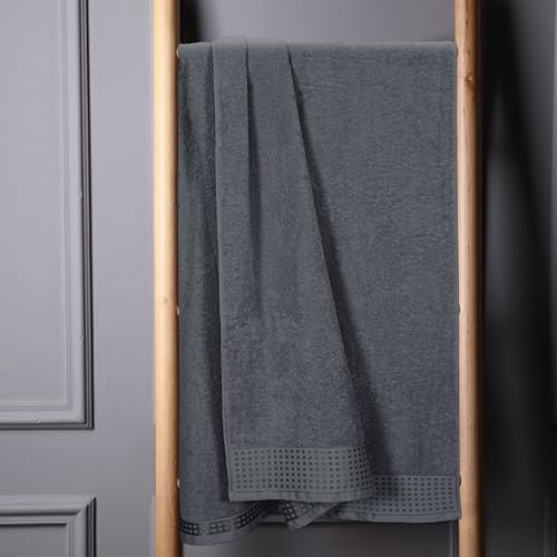 GLAMBURG 100% Cotton Oversized 2 Pack Bath Sheets 35x70, Ultra Soft Highly Absorbant Compact Quickdry & Lightweight Large Bath Sheet Set, Ideal for Gym Travel Camp Pool - Charcoal Grey
