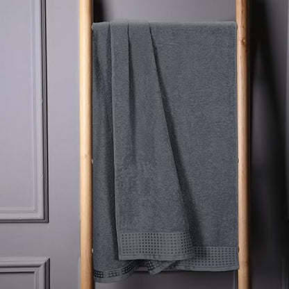 GLAMBURG 100% Cotton Oversized 2 Pack Bath Sheets 35x70, Ultra Soft Highly Absorbant Compact Quickdry & Lightweight Large Bath Sheet Set, Ideal for Gym Travel Camp Pool - Charcoal Grey