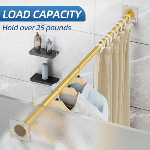 CorkLatta Gold Adjustable Shower Curtain Rod 32 to 80 inch with 2 Holders